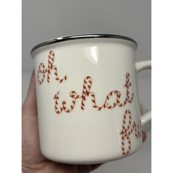 Pottery Barn lot of 2 Peppermint Sentiments HO HO HO Christmas Mugs Holiday - Picture 5 of 11